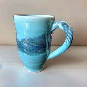 Wright Bill Hill Mug Aqua Blue Design Thumb Handle